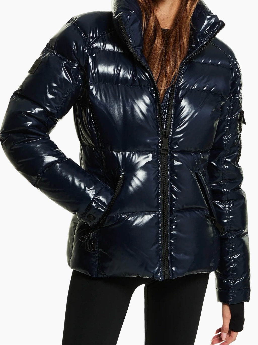 Sam. Women's Glossy Navy Quilted Puffer Jacket